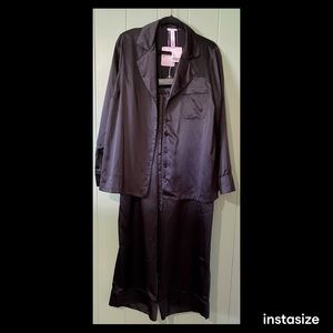 Black Satin Pajama Set